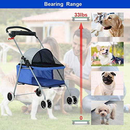 BestPet Foldable Pet Stroller for Small/Medium Dogs and Cats Up to 33 lbs - Image 6