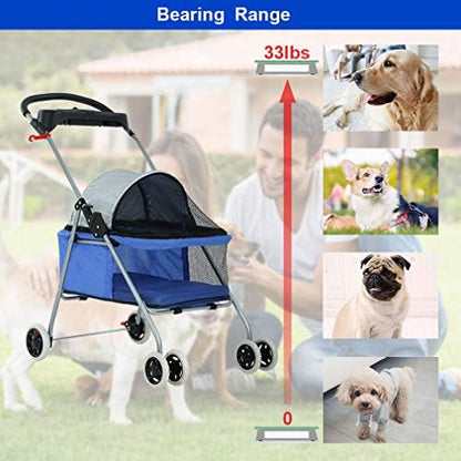 BestPet Foldable Pet Stroller for Small/Medium Dogs and Cats Up to 33 lbs - Image 6