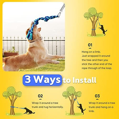 Petbobi Dog Tree Tug Toy, Outdoor Hanging Spring Bungee Tether, Large Dog - Image 5