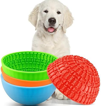 Patelai 4 Pcs Dog Enrichment Lick Bowls, Interactive Dog Slow Licking Feeder Bowl, Boredom Anxiety Eliminate, Mat Wobble Silicone Freeze Feeder for Pet Oral Health for Calming Toy, 4 Colors by Patelai