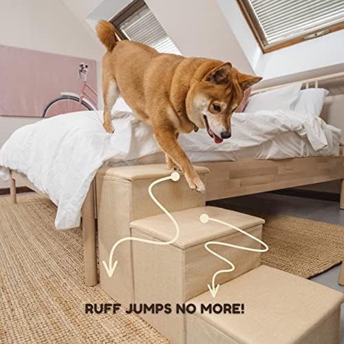PET AWESOME Dog Stairs with Storage and Adjustable Steps for a Puppy, Small or Medium Dog - Image 3