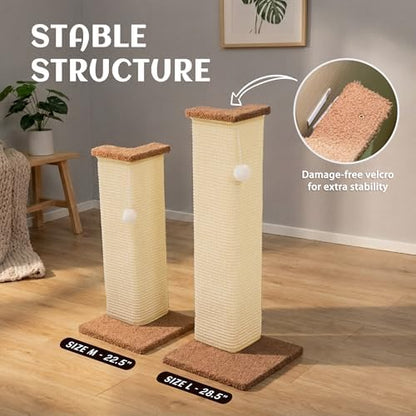PETKARAY Couch Corner Cat Scratcher, 28.5" Sisal Scratching Post for Indoor Cats, Corner Wall Scratch Pad for Furniture Protection, Plush Base, Large - Image 5