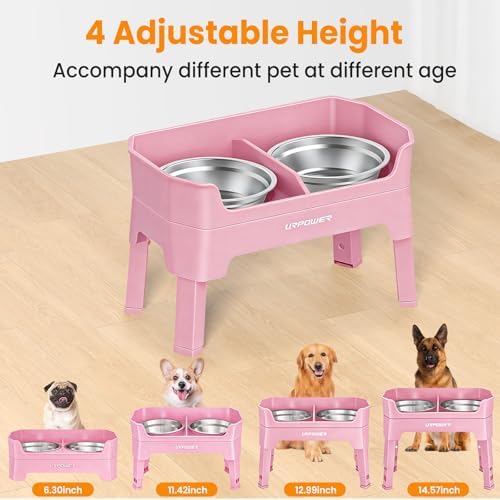 URPOWER Elevated Dog Bowls, 3-in-1 Double Deck Raised Dog Bowl Stand - Image 3