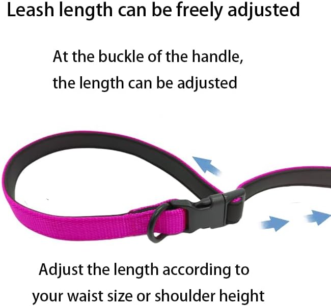 Multifunctional Dog Leash with Extra Handle -4 in 1 Hands-Free Adjustable Dog Leash for Jogging, Walking, Running - Fits Small and Medium-Sized Dogs (Hot Pink, M)