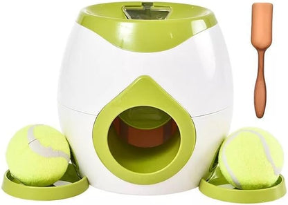 Feedless Training Device with 2 Tennis Balls, Automatic Pitching Snack Reward Machine, Small and Medium-Sized Dog Puzzle Toys, Indoor and Outdoor Dual-Purpose Ball Thrower
