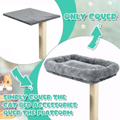 Abbylike 2 Pcs Cat Tree Replacement Bed Covers,13.8 x 13.8 Inch - Image 4