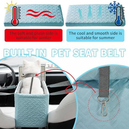 Center Console Dog Car Seat for Small Dogs Under 15 lbs, Blue - Image 3