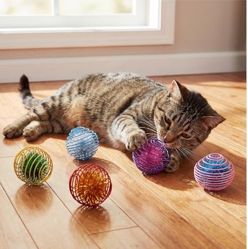 Jecery 5 Pcs Cat Toys Spring,Glitter Balls,Multicolor - Image 5