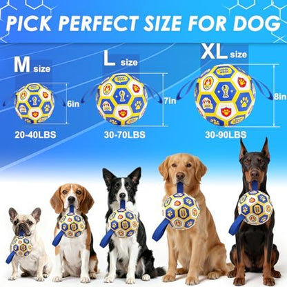 Vivifying Dog World Cup Soccer Ball Toy, 8 Inch Floatable Interactive Dog Toy for Large and Extra Large Dogs, Durable PU Enrichment Ball with Nylon Straps for Outdoor Fetch, Training & Playing - Image 2