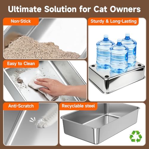 Stainless Steel Litter Box, Easy Cleaning Non Stick Cat Litter Box - Image 4