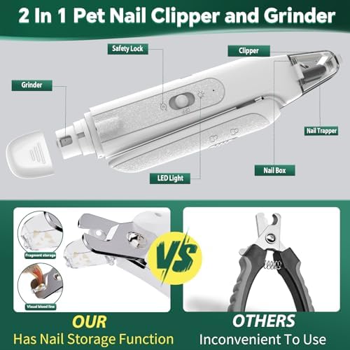 CATPICK 2-in-1 Cat & Dog Nail Clippers with Grinder and Dual LED Lights - Image 2