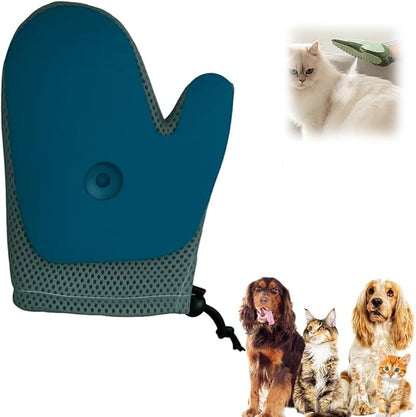 Pet Hair Removal Glove,Efficient Grooming Gloves for Cats & Dogs,Electrostatic Pet Hair Remover for Bed Sheets Couch Clothes Carpet Car Seat,Reusable Washable Hair Remover Gloves (Blue/1PCS)