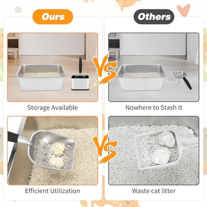 Metal Litter Scoop with Holder, Cat Litter Scooper and Caddy Set - Image 5