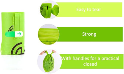Biodegradable Cat & Dog Bags, Certified Compostable Poop Bags with Handles, 180 Count Refill Rolls, Plant Based and Leak Proof