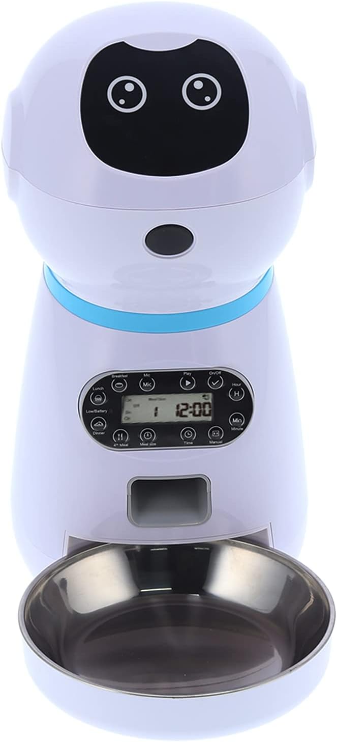 Honio Pet Automatic Feeder, Robot Shape Pet Food Dispenser with Bowl for Dogs