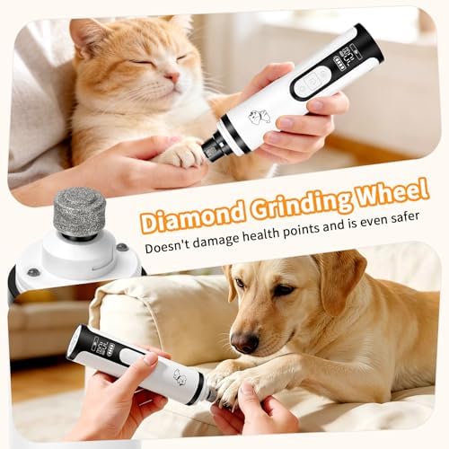 Upgraded Dog Nail Grinder Quiet 3 Adjustable Speed Cordless Silent Nail Grinder Pet Nail Trimmer with LED Light Pet Silent Painless Paw Grooming Supplies for Small/Medium/Large Dogs & Cats - Image 6