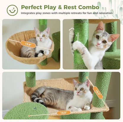 69" Cactus Cat Tree for Indoor Cats Large Adult, Multi-Level Cat Tower - Image 5