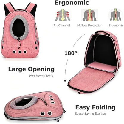 Small Dog Cat Chest Backpack Carrier,Large Space Ventilated Front Facing Backpack Carrier for Puppy,Lightweight Doggy Backpack for Hiking,Camping,Travel,Outdoor,Max 12 lbs(Pink) - Image 5