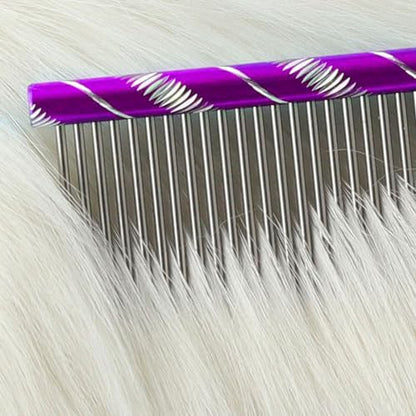 Fearless Alpaca Metal Pet Comb for Grooming Cats and Dogs (Purple) - Purple, Blue, Red, and Gold Colors Available - 8 Inch Length - Rounded Spine - Great Tool for Mats and Shedding - Image 6