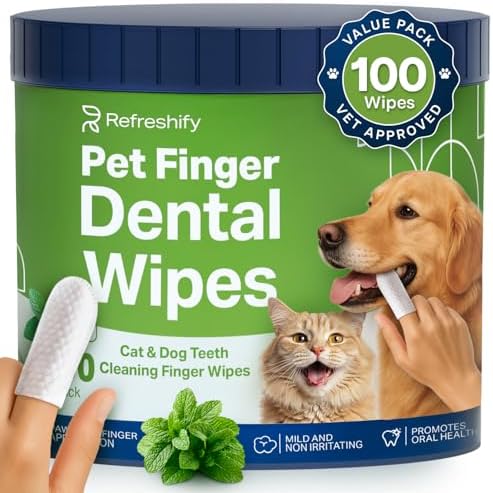 Dog Teeth Cleaning Wipes (100 Value Pack) Fresh Mint Cat & Dog Dental Wipes by AllSettHealth