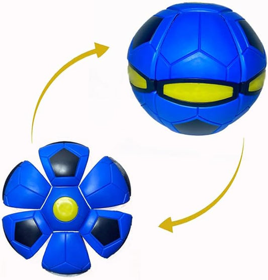 UFO Magic Ball, Portable Flying Toys Creative Fly Saucer Stomp Magic Balls, Decompression Flying Flat Disc Balls Toy for Childrens Outdoor Sports Kids Gift (Football Blue)