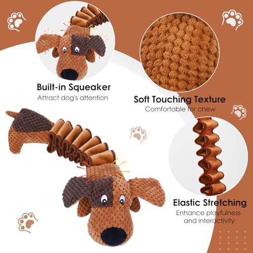 Squeaky Plush Dog Toys for Large Dogs with Squeaky and Crinkle Paper, Tug of War Pet Toys for Dogs, Interactive Pull Puppy Chew Toys for Small, Medium and Large Dogs - Image 2