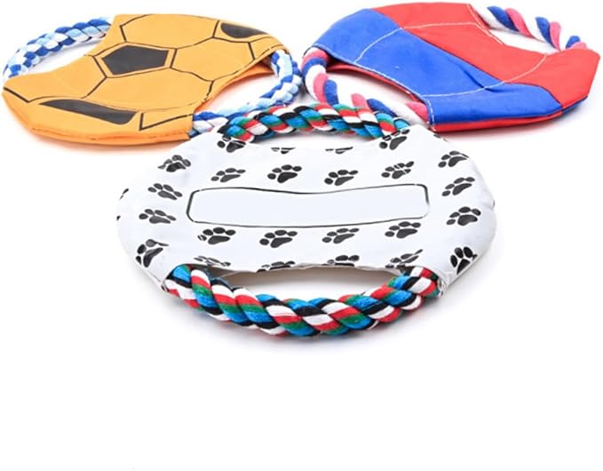 Angoily Dog Flying Disc Dog Training Toy Interactive Rope Canvas Lightweight Outdoor Random Color