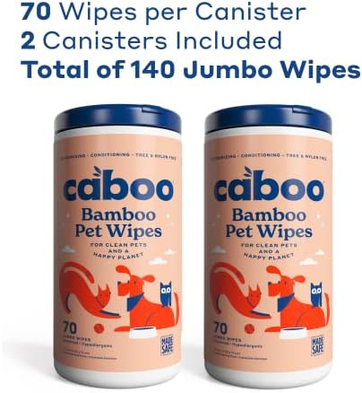 Caboo Tree Free Pet Wipes for Dogs & Cats, 70 Wipes Per Pack, 140 Total - Image 2