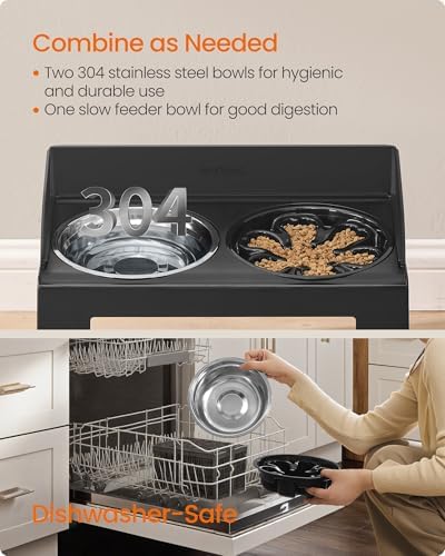 Feandrea Dog Bowls Elevated, Adjustable Height, Tilted Design - Image 6