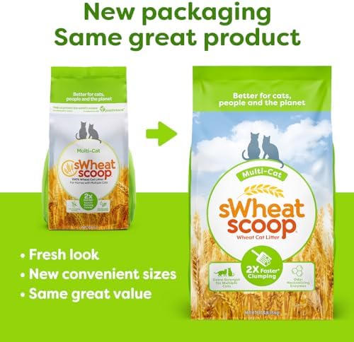 sWheat Scoop Natural Wheat Multi-Cat Litter, Superior Clumping with Odor Neutralizing Enzymes, 25 Pound Bag - Image 3