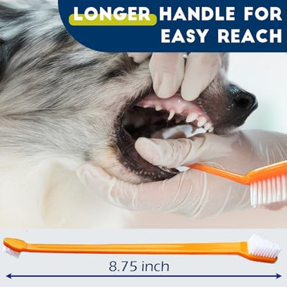 Dog Toothbrush Set of 10 - Dual Headed Tooth Brushes for Small to Large Dogs, Cat, Puppy, Kitten & Most Pet, Double Sided Teeth Cleaning Bulk Kit with Soft Bristles Long Handle, 10 Colors - Image 4