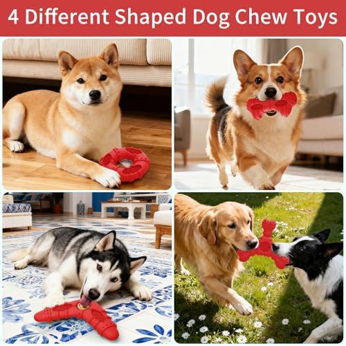 Natural Rubber Dog Chew Toys 4 Pack Tough Dog Toys for Aggressive Chewers - Image 2
