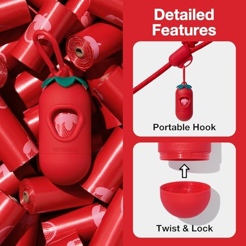 VETRESKA Dog Poop Bag Dispenser with Strawberry Scented Bags, 105 Counts - Image 3