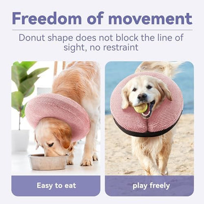 Loflaze Soft Inflatable Dog Cone Collar for Large Medium Small Dogs Cats - After Surgery Dog Neck Donut Collar, ECollar Alternatives for Recovery - Pink, M+ - Image 2