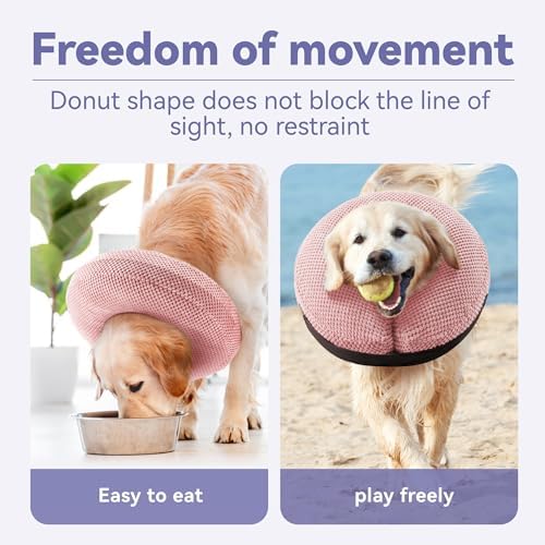 Loflaze Soft Inflatable Dog Cone Collar for Large Medium Small Dogs Cats - After Surgery Dog Neck Donut Collar, ECollar Alternatives for Recovery - Pink, M+ - Image 2