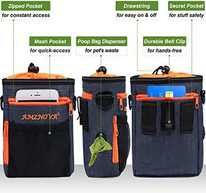 AMZNOVA Dog Treat Pouch Treatnow Dog Treat Bag, 6 Cups, Heather Navy - Image 2