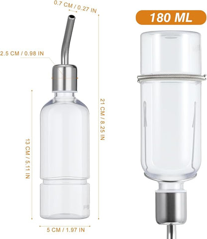 Baluue Dog Water Dispenser No-Drip Pet Water Bottle for Cage Crate 180ml /6Oz Hanging Small Bottle for Cage Crate Raised and Lowered Waterfeeding for Dogs and Small Pets