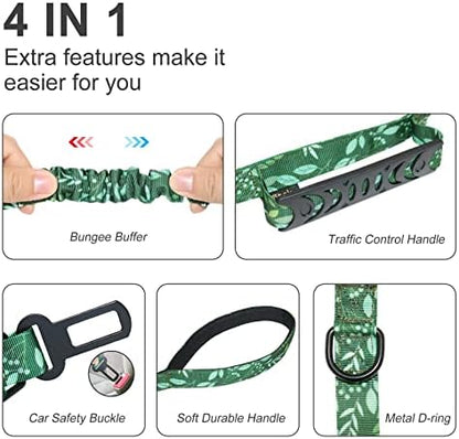 Hotsky Tactical Bungee Shock Absorbing No Pull Dog Leash,Leaves,4-6FT - Image 4