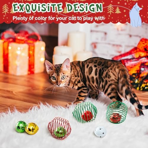Jecery 5 Pcs Cat Toys Spring,Bell,Christmas Colors - Image 6