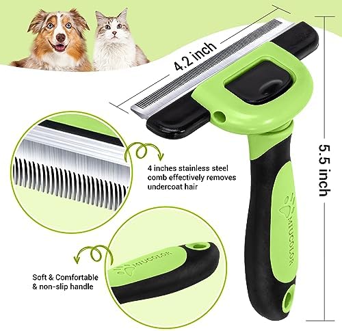 MIU COLOR Pet Grooming Brush, Deshedding Tool for Dogs & Cats, Apple Green - Image 2