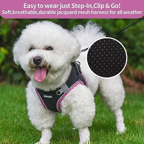AIITLE Small Dog Harness and Leash Set with Strong Magic Tape, Black XS - Image 6