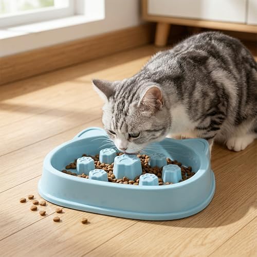 Slow Feeder Dog Bowls, 2PCS Interactive Anti-Choking Dog Food Bowls, Puzzle Maze Food Bowl Slow Feeding Bloat Stop, Non-Slip Slow Eating Pet Bowl for Small Medium Large Dogs & Cats (Blue,Gray) - Image 7