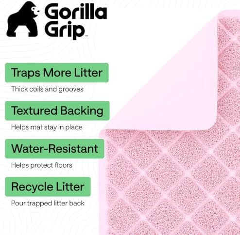 GORILLA GRIP Cat Litter Box Mat, Coiled Mesh Trapping Mats 17x11 Light Pink - Image 2
