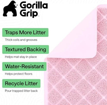 GORILLA GRIP Cat Litter Box Mat, Coiled Mesh Trapping Mats 17x11 Light Pink - Image 2