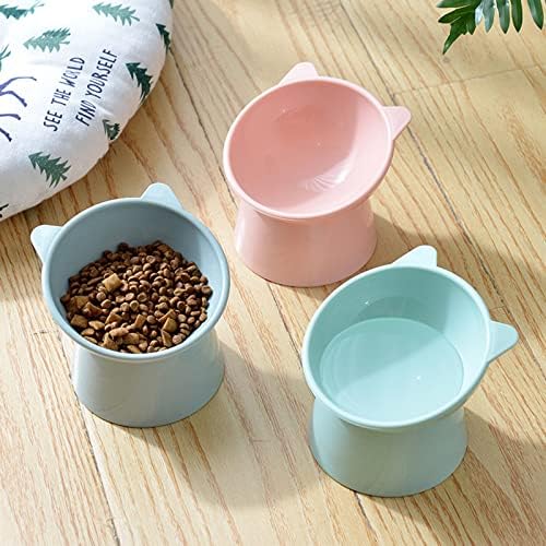 Tilted Elevated Cat Food Bowl - Cats Bowls Whisker Friendly Anti Vomiting Slanted Feeding Bowls Cute Shallow(Tall Cat Bowl-Pink) - Image 3