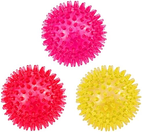 petizer 3-Pack 3.5” Squeaky Dog Toy Balls, Floating Dogs Pool Balls, Dog Spiky Balls, Interactive Fetch Toys for Puppy, Dog Chew Toys - Safe, BPA Free by PETIZER