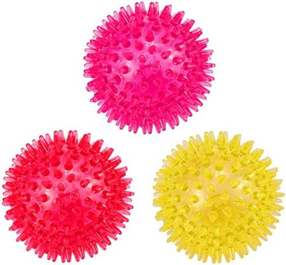 petizer 3-Pack 3.5” Squeaky Dog Toy Balls, Floating Dogs Pool Balls, Dog Spiky Balls, Interactive Fetch Toys for Puppy, Dog Chew Toys - Safe, BPA Free by PETIZER