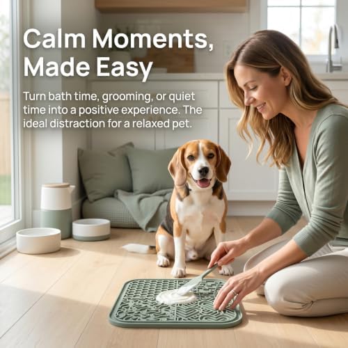 Dog Lick Mat for Anxiety Relief, Slow Feeder Bowl for Dogs & Cats, Silicone Lick Pad with Strong Suction Cups for Pet Grooming, Bath, Tooth Cleaning, Distraction and Calming, Blue - Image 4
