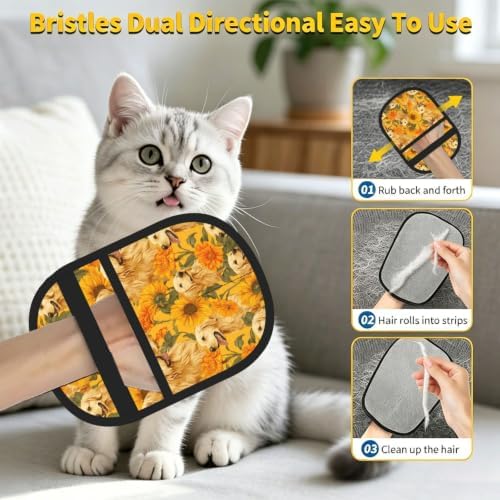 Golden Retriever Floral Sunflower Pet Hair Removal Glove For Cats Dogs - Image 7