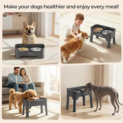 URPOWER Mess Proof Elevated Dog Bowls, Splash Guard Raised Bowl Stand - Image 7